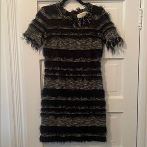 Comfy Cap Sleeve Fringed Sweater Dress